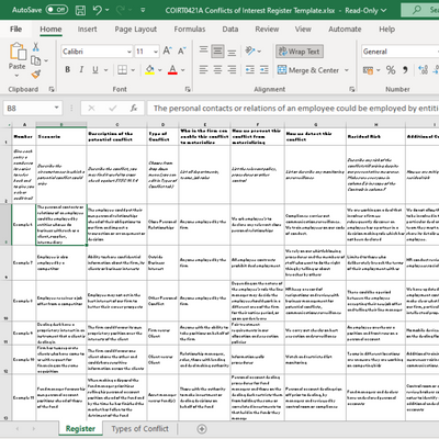 Conflicts of Interest Register Template